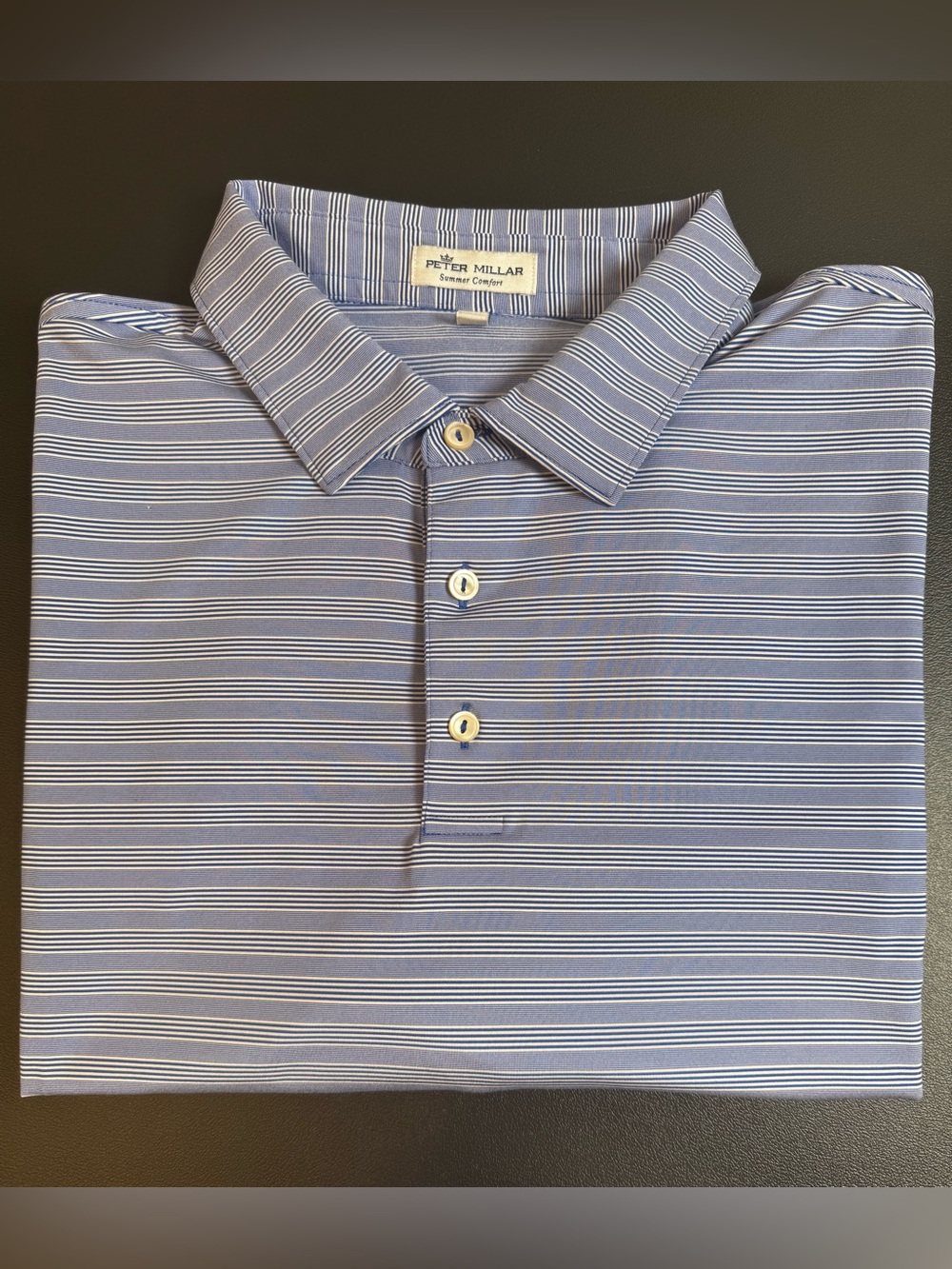 Peter Millar Summer Comfort Men's Blue Striped Polo Shirt XXL